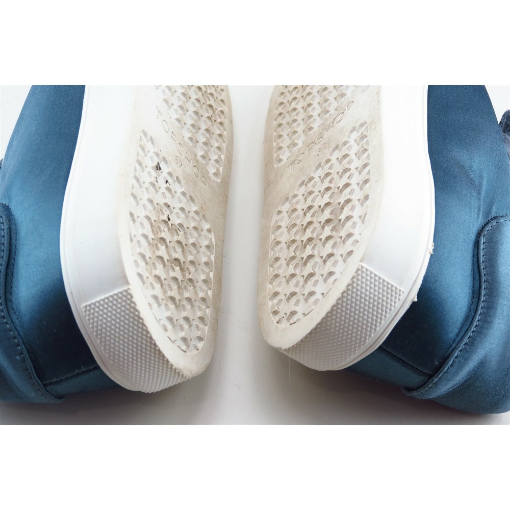 Topshop Lace Up Fashion Sneakers Blue Fabric Women Shoes 4‎ M - Picture 6 of 7